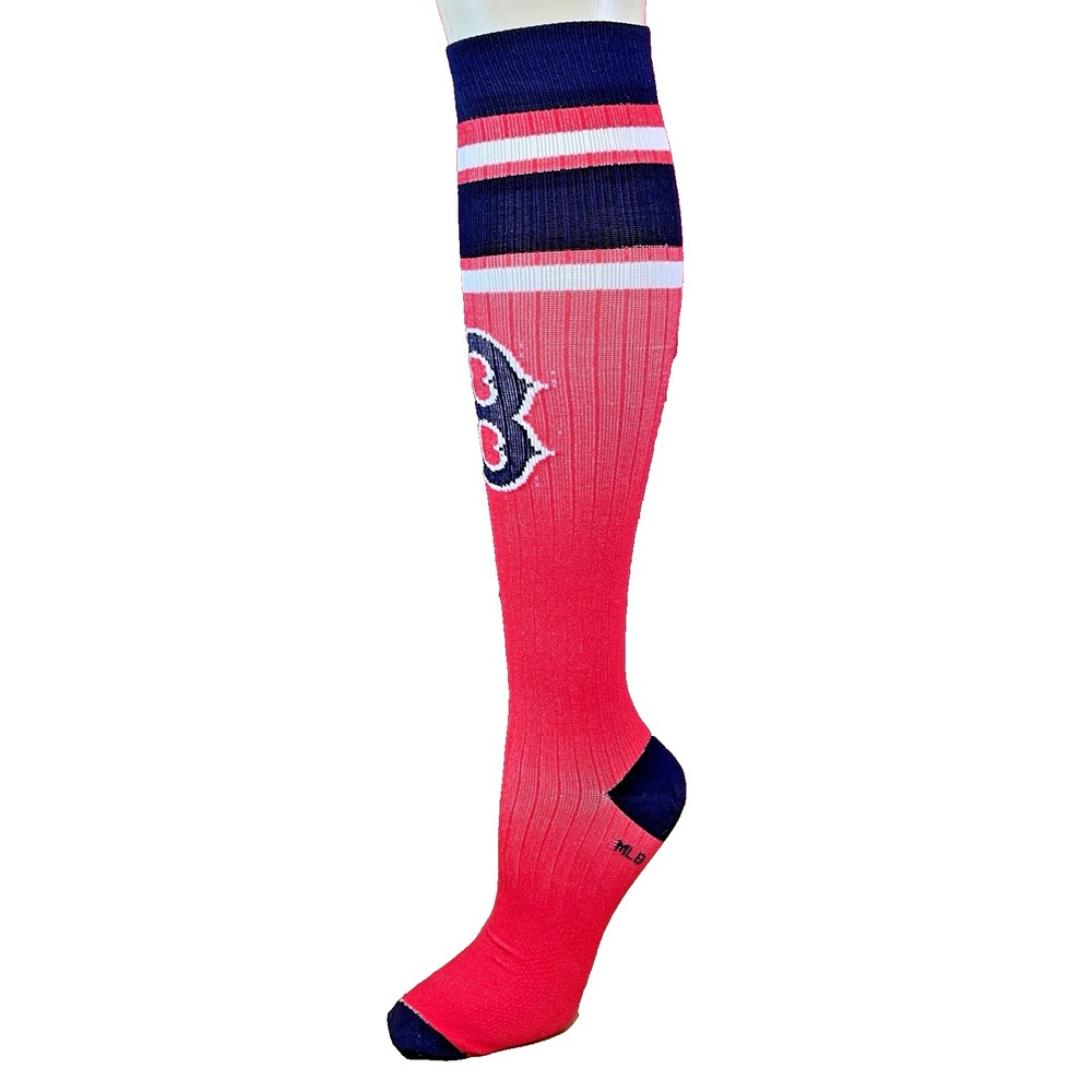 Boston Red Sox MLB Red Navy Blue White Knee High Baseball Socks B Logo
